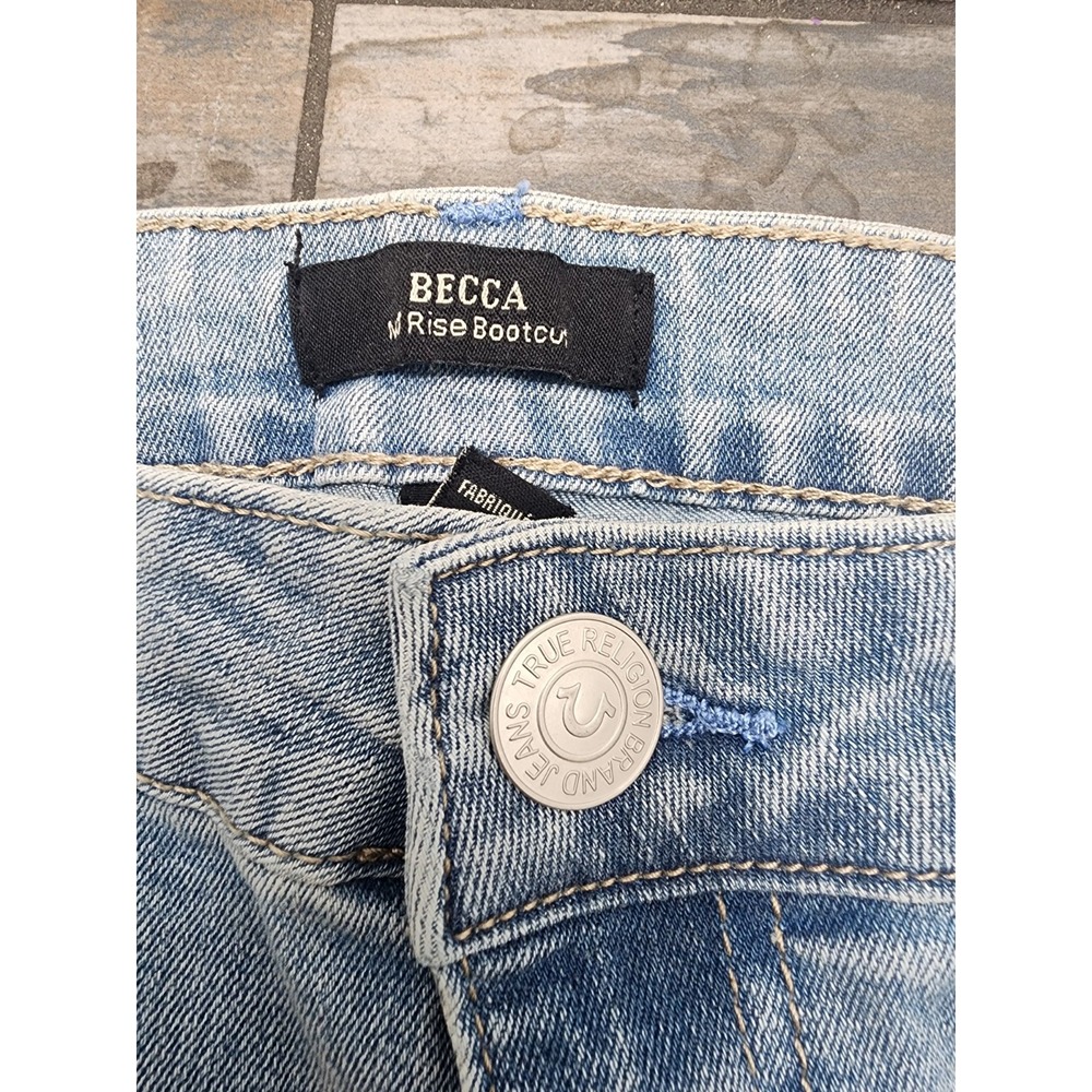 True Religion BECCA Mid Rise Flap Bootcut Jeans Woman's 29 Light Lakeside Wash - Picture 4 of 16